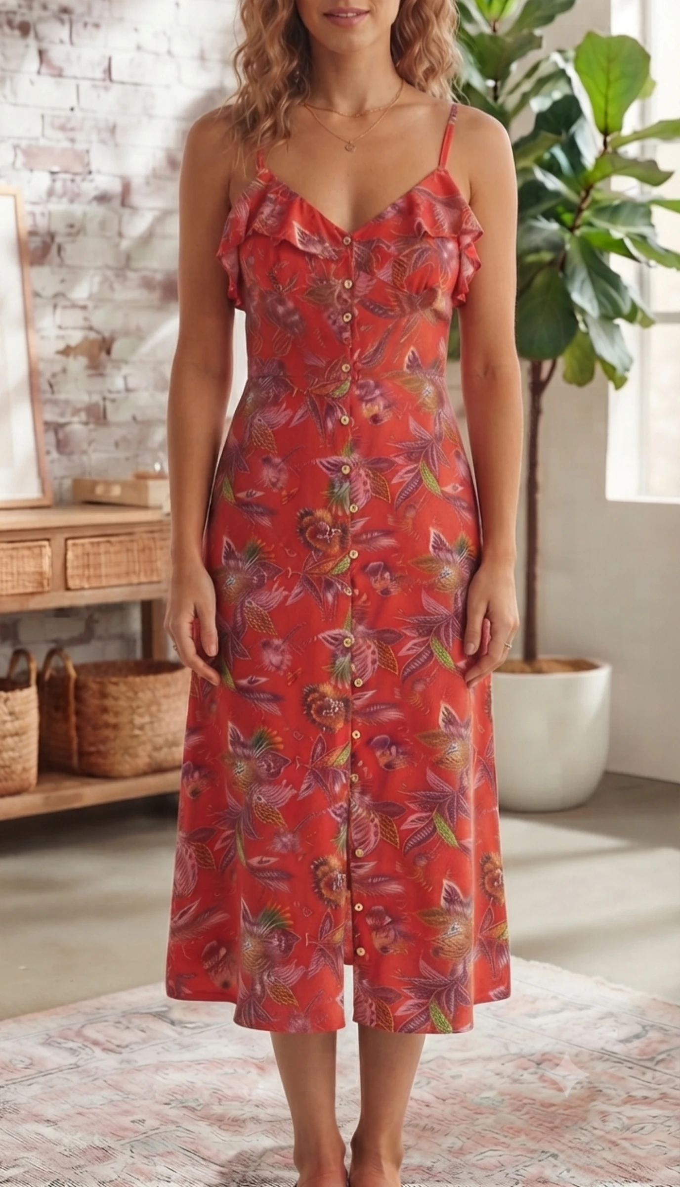 Vestido midi estampado floral Springfield talla xs